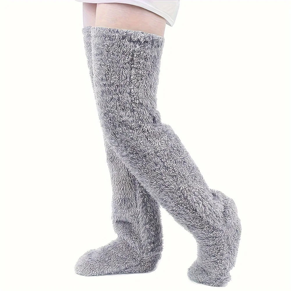 Over The-knee Fuzzy Thigh High Slipper Socks