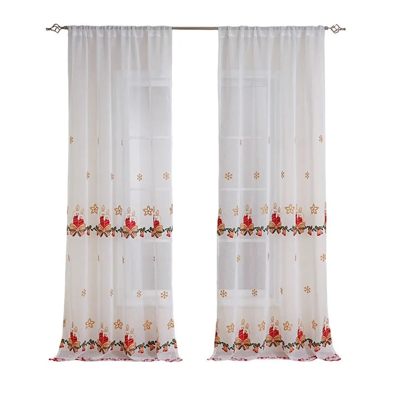 Embroidered Christmas Sheer Curtains