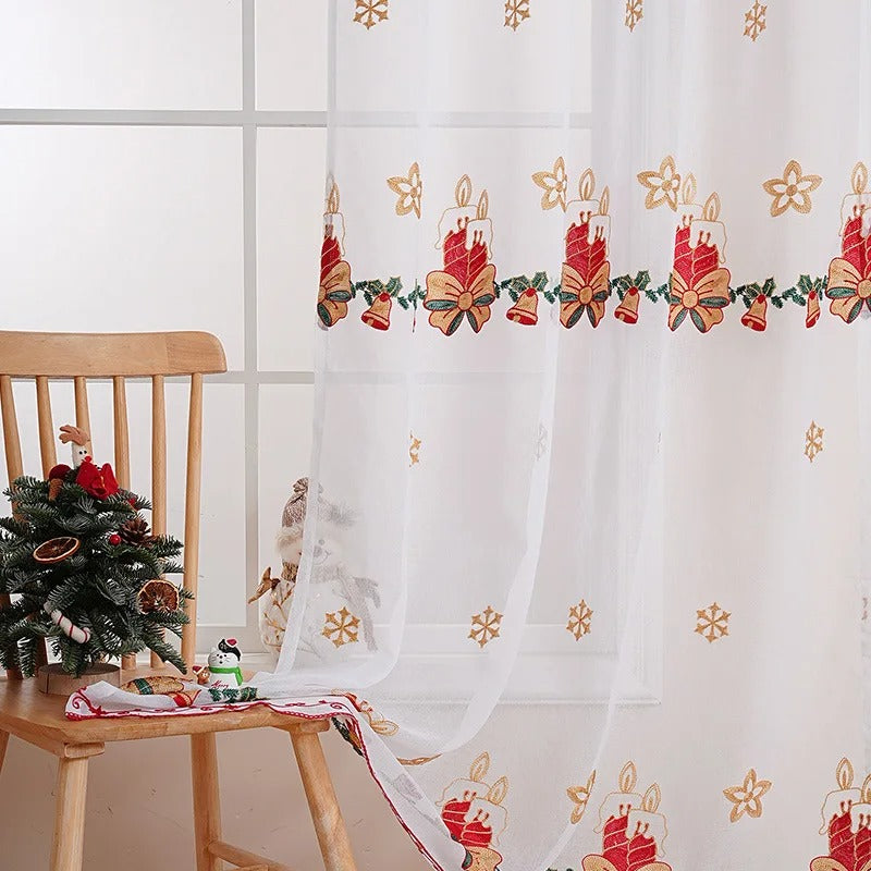 Embroidered Christmas Sheer Curtains