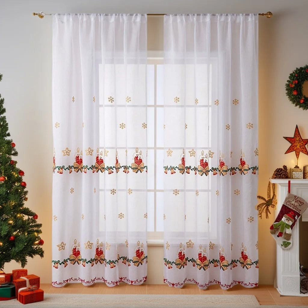 Embroidered Christmas Sheer Curtains