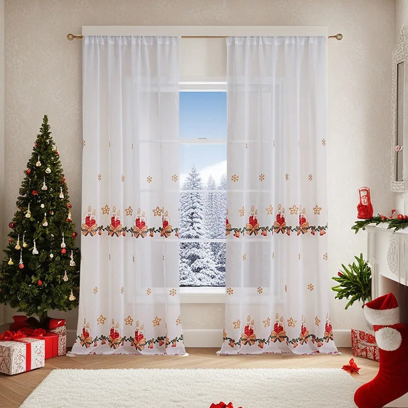 Embroidered Christmas Sheer Curtains